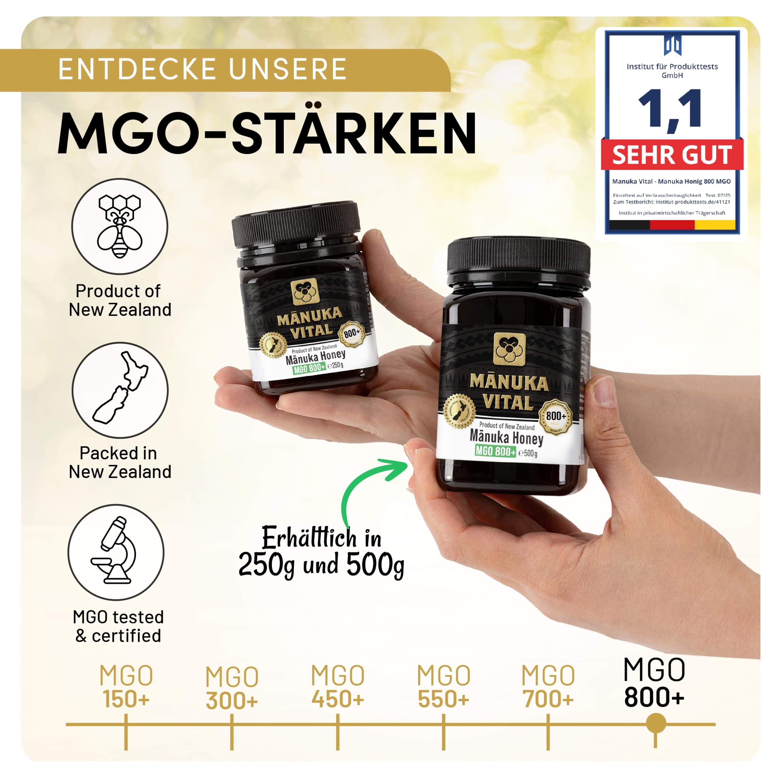 Manuka Vital MGO 800+ - Echter Manuka Honig - In Neuseeland abgefüllt