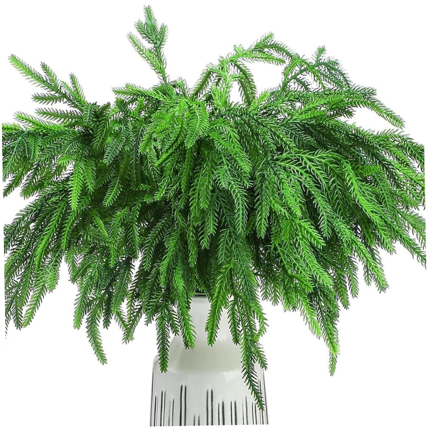 CAKEEYUM Norfolk Pine Branches, 6PCS 18 Inch Lifelike Real Touch Norfolk Pine Stems, PVC Artificial Branches, DIY for Indoor Outdoor Home Decor Stems Bran