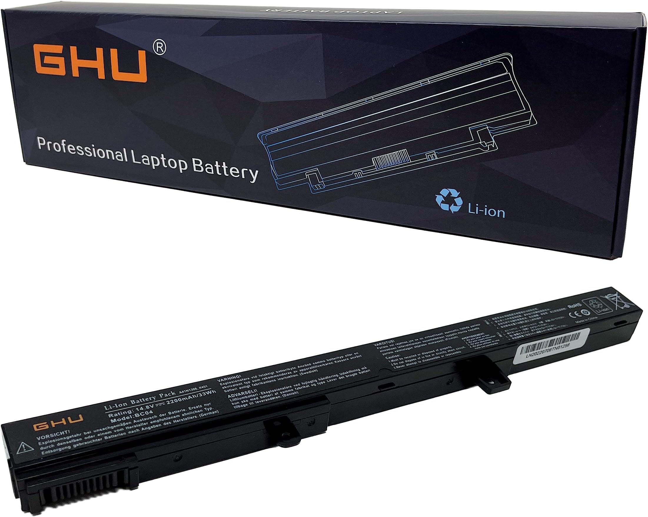 GHU New Battery A31N1319 A41N1308 Compatible with Asus X451 X451CA X551 X551C X551CA X551M X551MA Series A41 D550 0B110-00250100 X45 X451M X451MA X451C Series D550MA D550MA-DS01 0B110-00250700 33WH