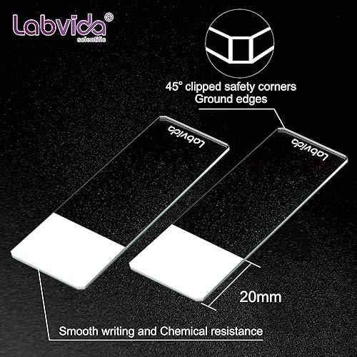 Miniatura 4 de 72pcs de diapositivas de microscopio cargado positivo, diapositivas de adherencia hechas de vidrio blanco estupendo, bordes pulidos finos, área de