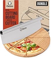 Vista 1 de Chef Pomodoro Juego de cuchilla basculante y tabla de cortar de pizza de 14 pulgadas - Cortador de pizza de acero inoxidable premium con tabla