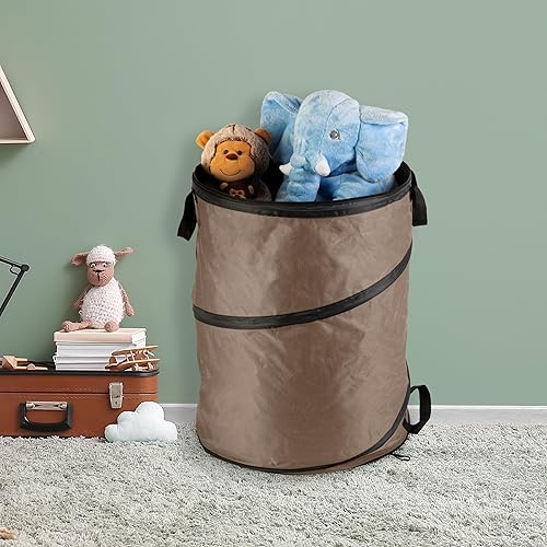 Miniatura 20 de Wakeman Outdoors, bote de basura plegable con tapa de apertura rápida y cierre (33 galones). Ideal para reciclaje, campamentos y más. Color verde