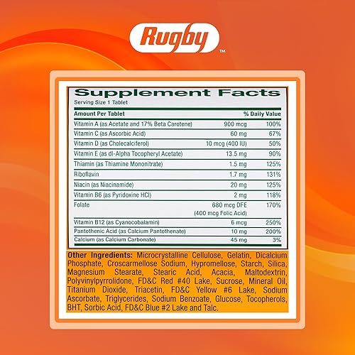 Miniatura 6 de Rugby Daily-Vite - Tabletas multivitamínicas, suplemento dietético sin gluten para adultos, apoya la salud general, sin sabores artificiales, 1000