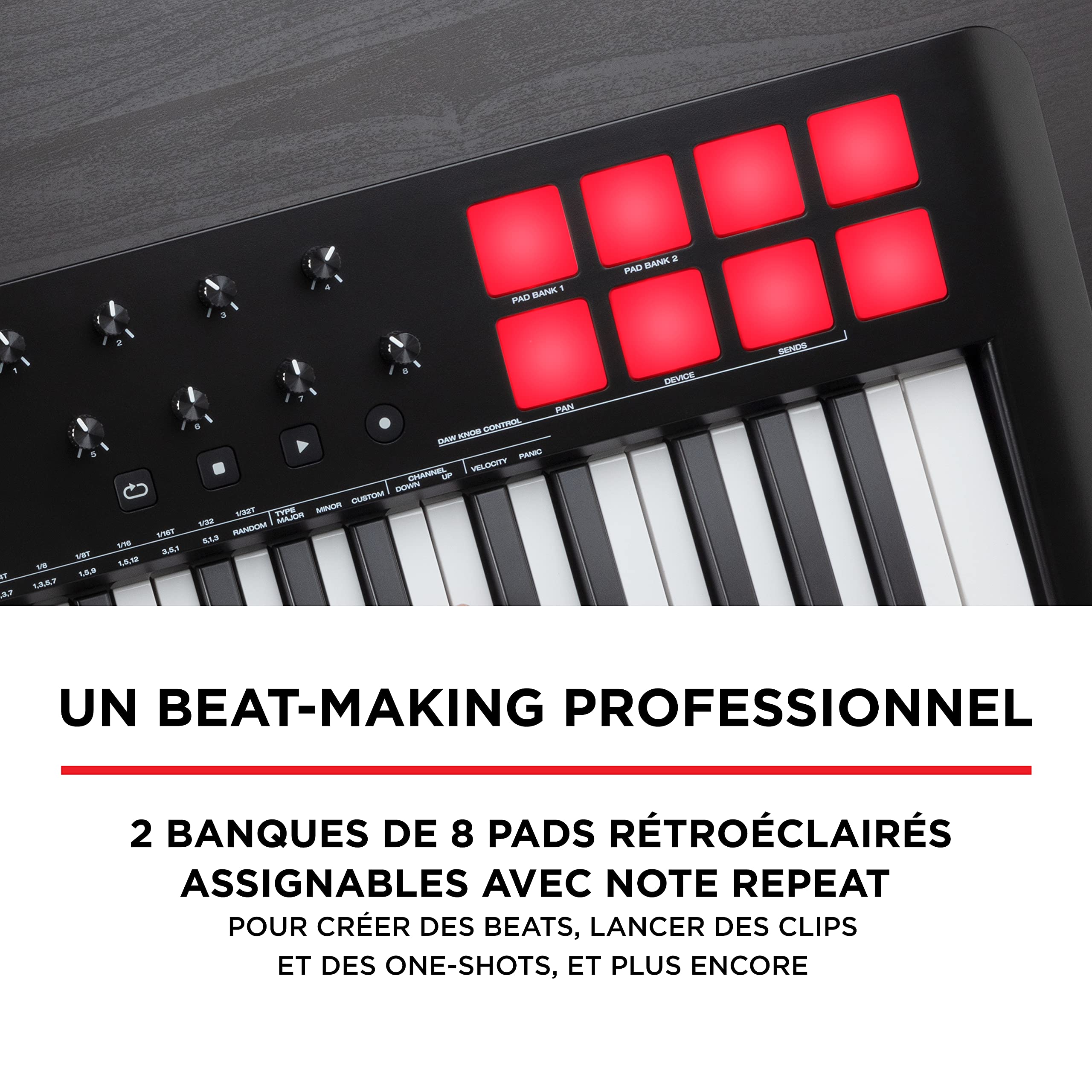 M-AUDIO Oxygen 49 (MKV) - Clavier maître 49 touches MIDI USB avec pads de rythme, modes Smart Chord et Scale, arpégiateur et pack de sons Native Instruments (intégration NKS)