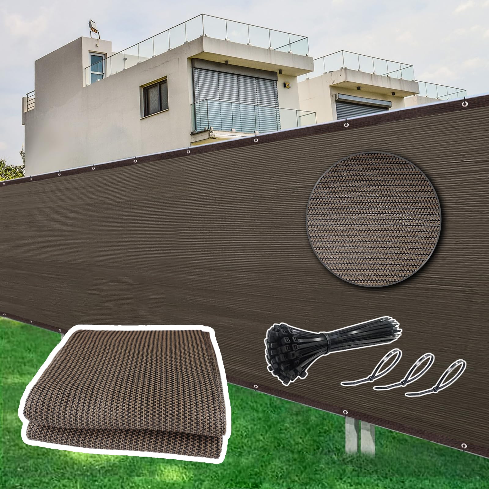 Dellna Privacy Screen Garden, 2x10 m HDPE Privacy Netting 90% with Reinforced Grommets, UV Protection, Garden Screening Includes Cable Ties, Tear-Resistant for Gardens, Patio, Pool — image 1