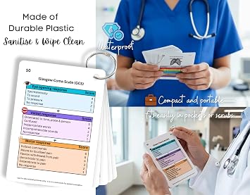 Nursing Reference Cards - Set of 16 Double-Sided Quick Clinical Reference Flash Cards for Nurses, Students & Clinical Practise, Medical Cards