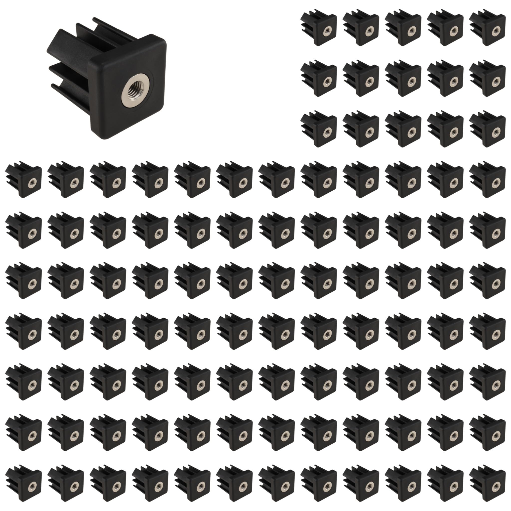 100 tapones roscados M12, 50 x 50 x 1,5, plástico PA reforzado con