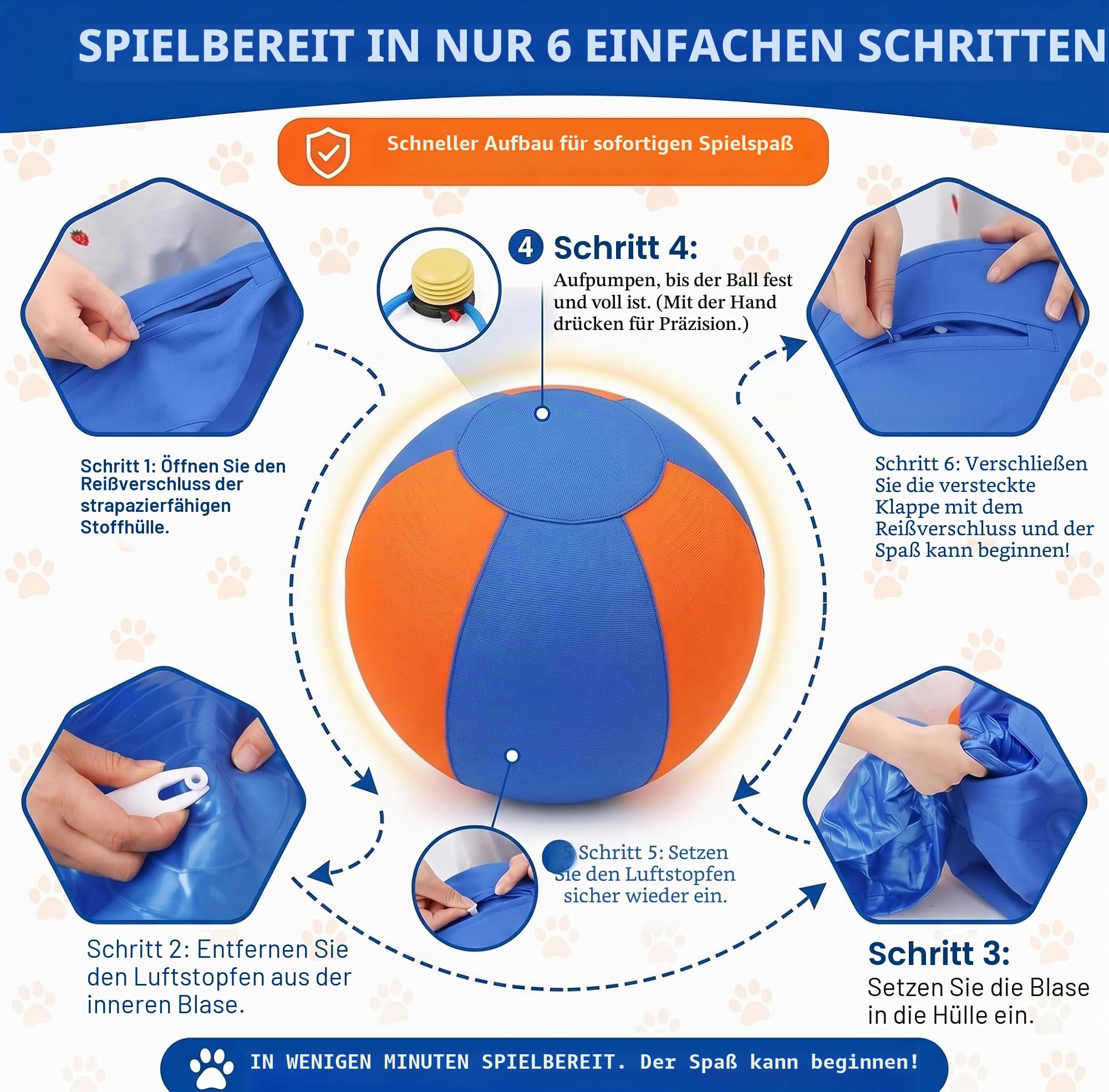 Herding Ball für Hunde, großes aufblasbares Haustierspielzeug, reißfest, widerstandsfähiger Welpenfußball mit Griff, Outdoor-Trainingsgerät für Border Collies, Innenhöfe und Pools (Bronze, 55 cm)