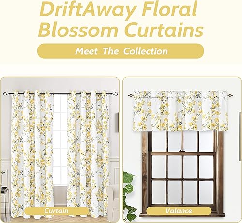 Miniatura 7 de DriftAway Cortina de ventana con forro de pintura floral abstracta de flores, bolsillo para barra, 2 capas de 52 x 14 pulgadas más cabecera de 2