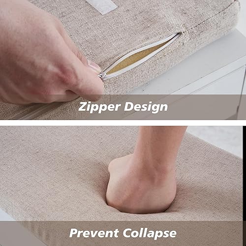 Miniatura 48 de Apicizon Banco de almacenamiento de 31 pulgadas, banco de zapatos con espacio de almacenamiento abatible y cojín acolchado, banco de entrada de