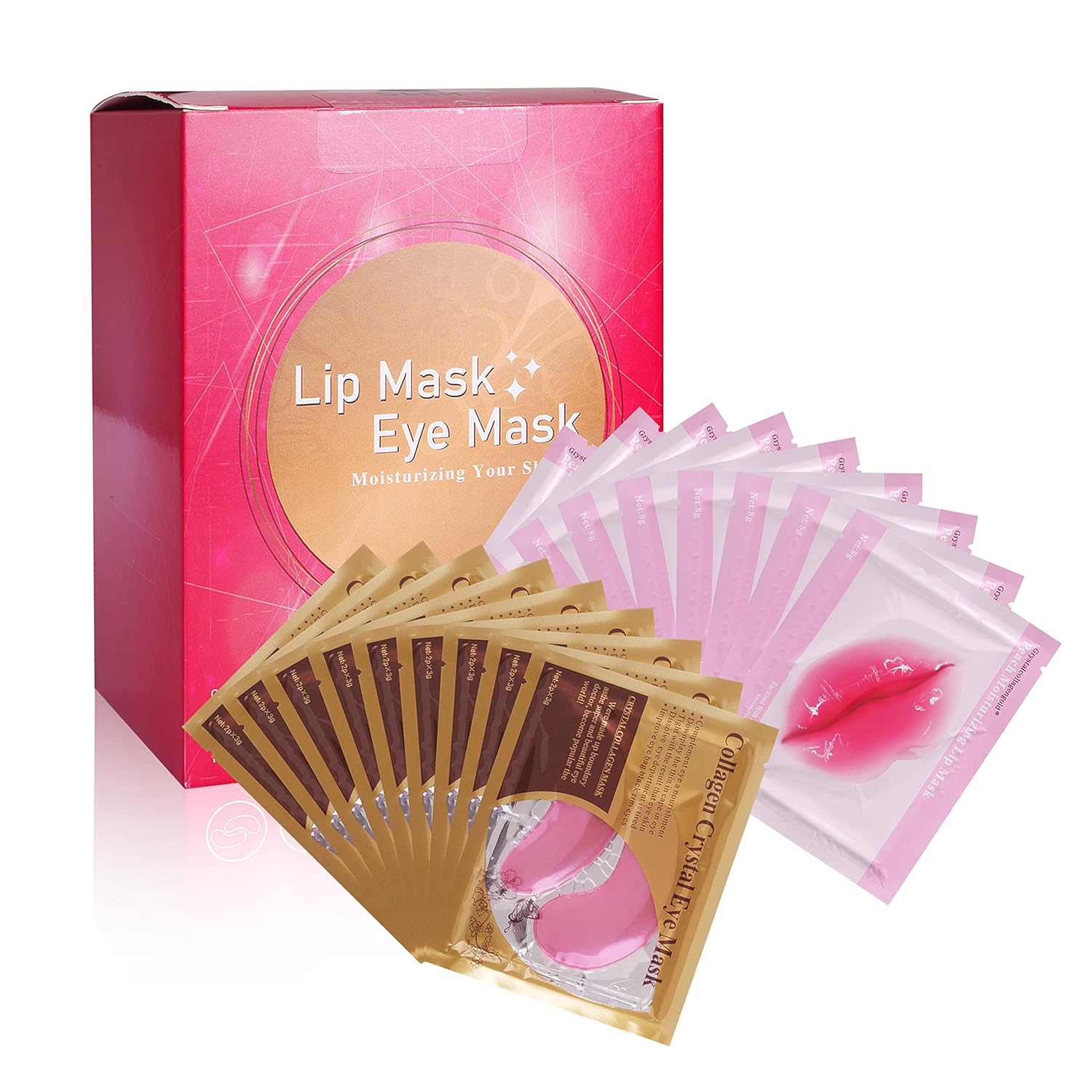 MEICOLY 30 Pads Lip and Eye Mask Sheet,Moisturizing Under Eye Mask Gel Crystal Collagen Anti-Aging Eye Patches Dark Circle Remover with Box,Pink MEICOLY 30 Pads Lip and Eye Mask Sheet,Moisturizing Under Eye Mask Gel Crystal Collagen Anti-Aging Eye Patches Dark Circle Remover with Box,Pink