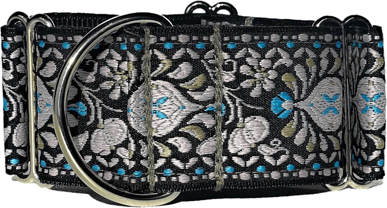 Martingale Dog Collar and Leash Set for Greyhound Saluki Whippet and Other Breeds with Similar Neck 2" Wide (M 11”-14” and Leash Set)