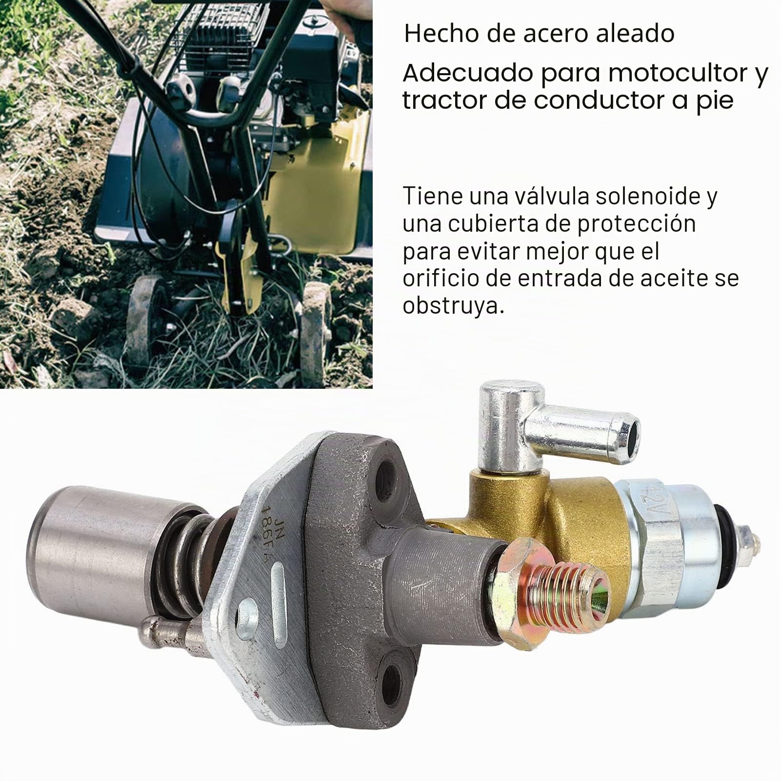 Bomba de Inyección de Combustible del Motor con Válvula Solenoide, Reemplazo de la Bomba de Inyección de Combustible del Motor del Generador Diesel de Acero de Aleación para Motor Diesel 186FA