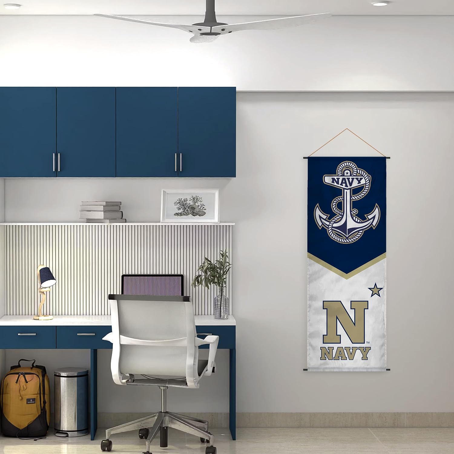 AGAS Naval Academy Anchor Banner Scroll Sign 17.5" × 48" with Hanging Cord – Polyester Midshipmen Wall Banner