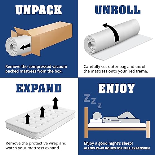 Miniatura 14 de Nautica Home - Colchón híbrido de resortes interiores de 6 pulgadas, cubierta acolchada de espuma viscoelástica, capa de espuma de látex de alta