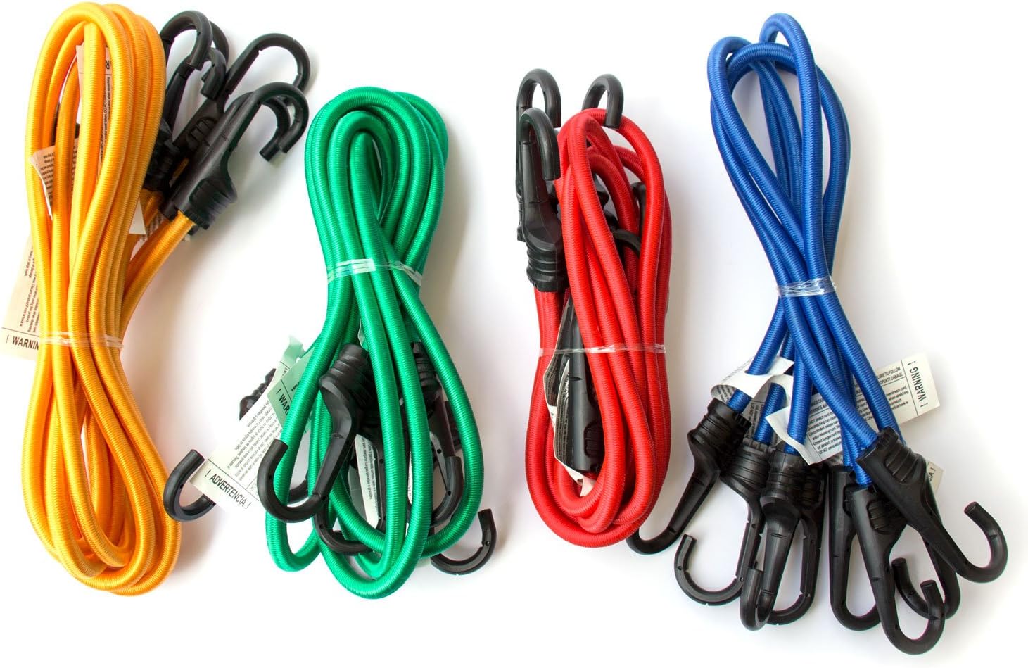 Bungee Cord Assortment - Premium 16 Piece Set with Plastic Coated Metal Hooks