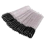 BTYMS 100 Pieces Eyelash Mascara Brushes Disposable Lash Wands Makeup Applicators Eyebrow Spoolies Brush for Eyelash Extensions - Black