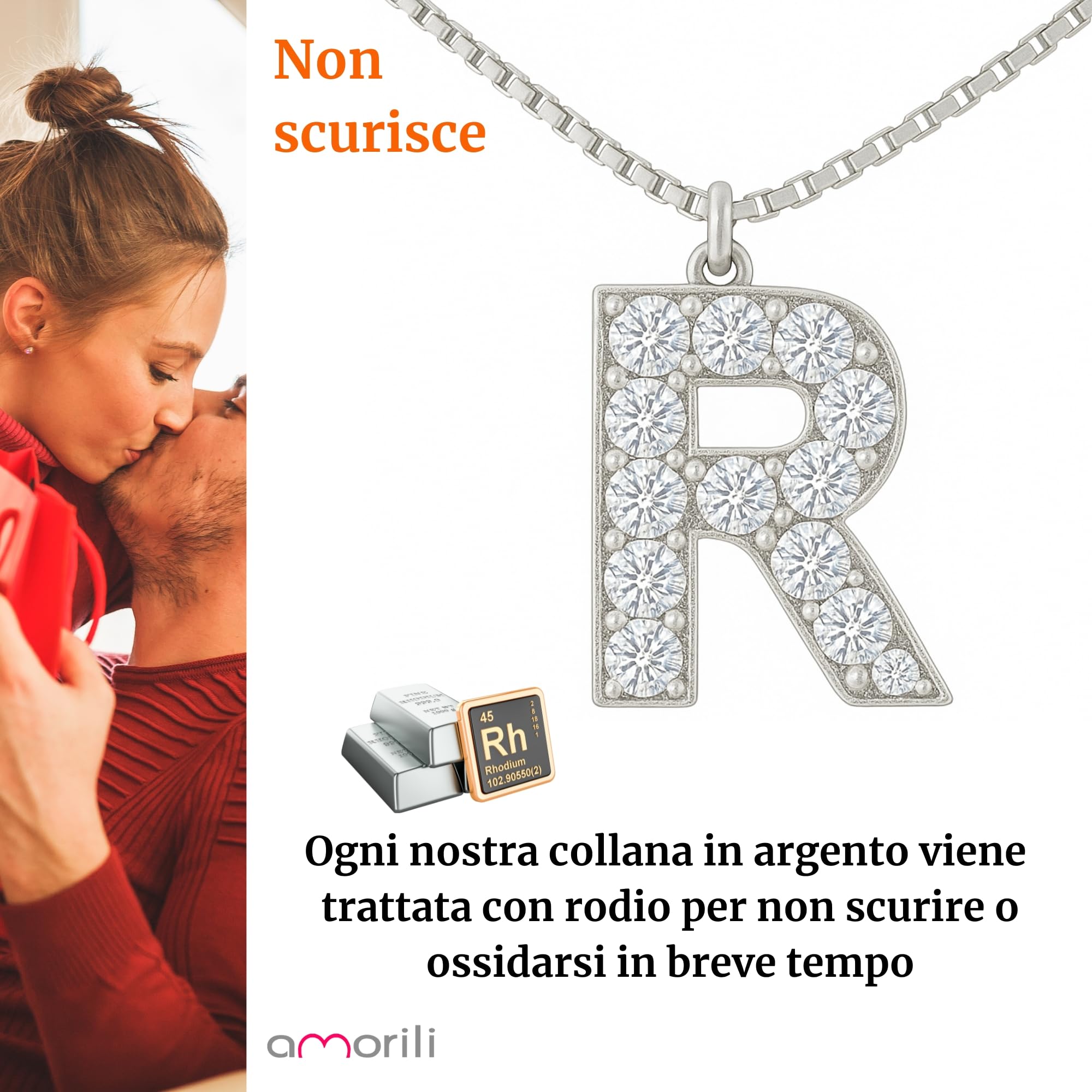 Collana Donna con Lettera Iniziale in Argento 925 e Zirconi Luminosissimi – Collana Elegante Personalizzata Idea Regalo
