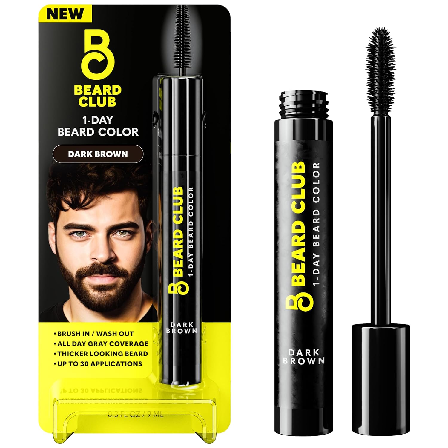 The Beard Club 1 Day Temporary Beard Dye for Men - Dark Brown Beard Mustache Eyebrow Color for