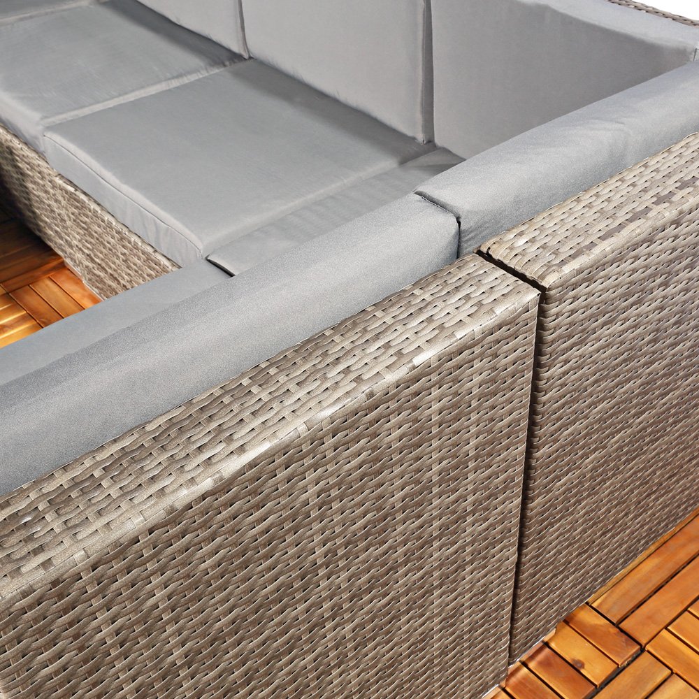 Melko XXL Rotin meublier, Ensemble de Jardin, Poly-rotin, Lounge, Meuble de Jardin, Suite, Gris Sofa