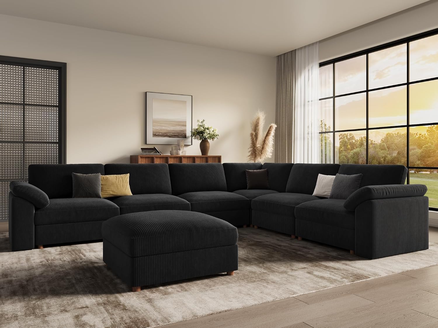 EASE MOOSE Oversized Sectional Modular Sofa,FSC Certified Large L Shape Sectional Couch Wide Deep Seat Modular Cloud Couch,Removable Cover
