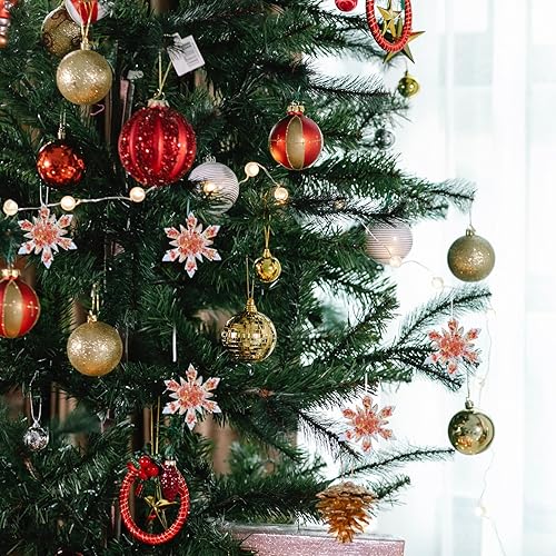 Miniatura 4 de EXCEART 4 moldes para manualidades navideñas, moldes para colgantes con temática navideña, moldes de copos de nieve, moldes para posavasos de copos