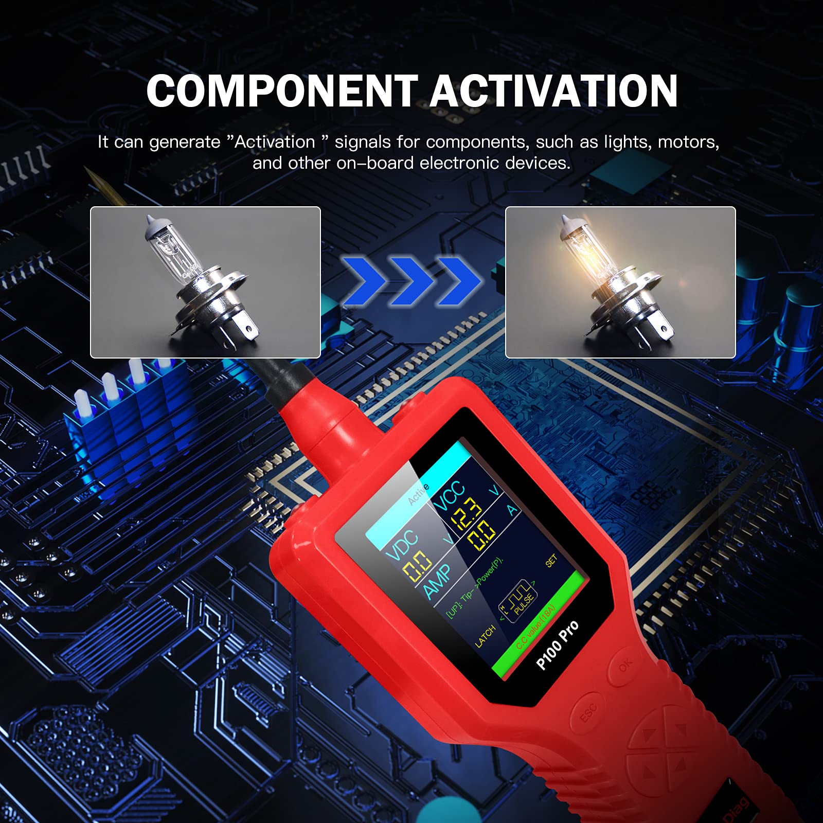 P100 Pro Kfz-Stromkreistester, Schnelles Testen, Professionelles Multimeter für Auto- und Motorrad-Enthusiasten, Schwarzes Kunststoffmaterial (Rot)