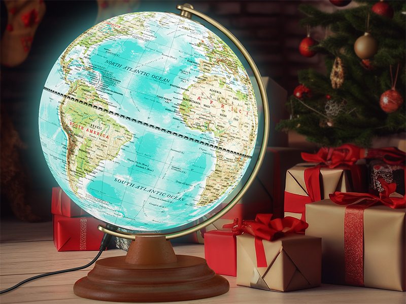 Amazon.com: JOWHOL Illuminated Globe of the World with Wooden