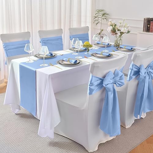 Miniatura 10 de Aormenzy 24 caminos de mesa de satén rojo de 12 x 108 pulgadas, caminos de mesa de boda sedosos, decoración de mesa elegante, caminos de mesa suaves