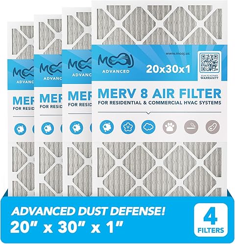 Filtro de aire de 20 x 30 x 1 pulgadas (paquete de 4)  MERV 8  MOAJ Advanced Dust Defense  BASADO en Estados Unidos  Filtros de aire de repuesto