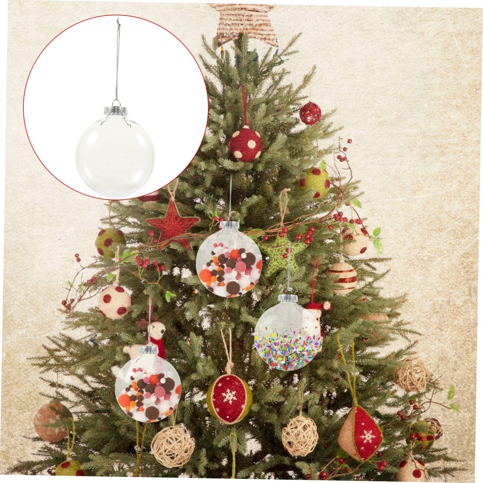 Zerodeko Bolas De Adorno Rellenables Transparentes 10 Cm Plástico Transparente Apertura Amplia Decoración Navideña DIY para Árbol De Navidad Colgantes 6 Piezas