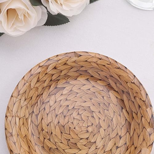 Miniatura 8 de Efavormart - Paquete de 25 platos de papel natural para aperitivos de postres con estampado de ratán tejido, platos de ensalada desechables redondos