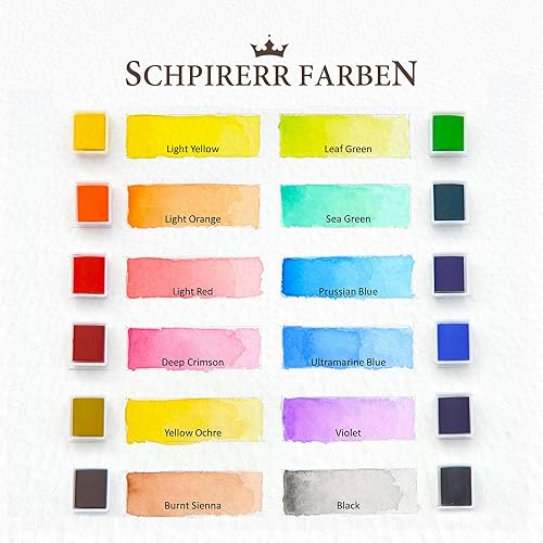 Miniatura 2 de SCHPIRERR FARBEN Juego de pintura de acuarela con pigmento rico, juego de acuarela para adultos y niños, paleta de pintor portátil en una caja de