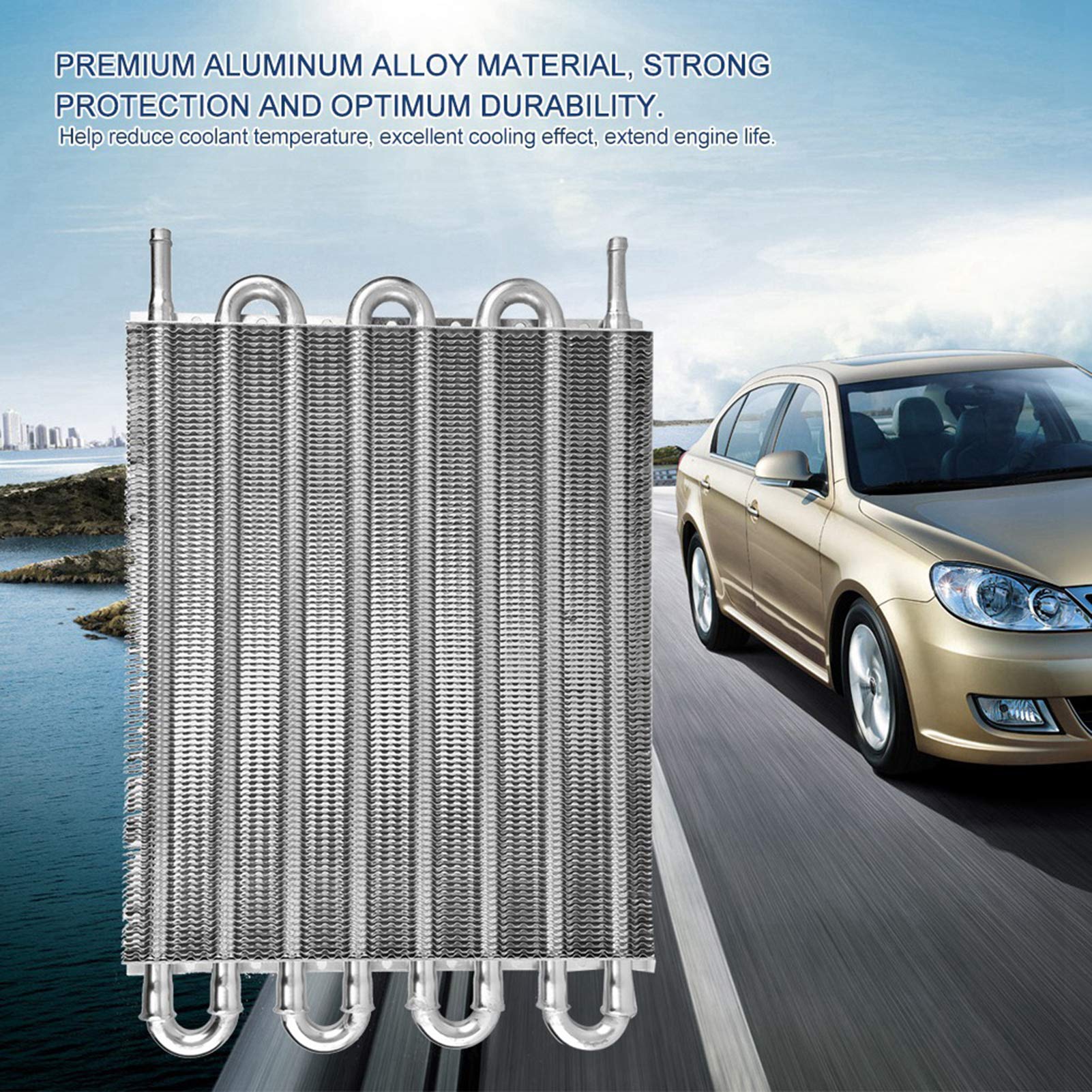 Enfriador de transmisión de aletas y tubos de 8 pasos Kit de enfriador de aceite universal Coche Kit de enfriador de aceite de transmisión remota de 8 filas Convertidor de radiador automático-manual A