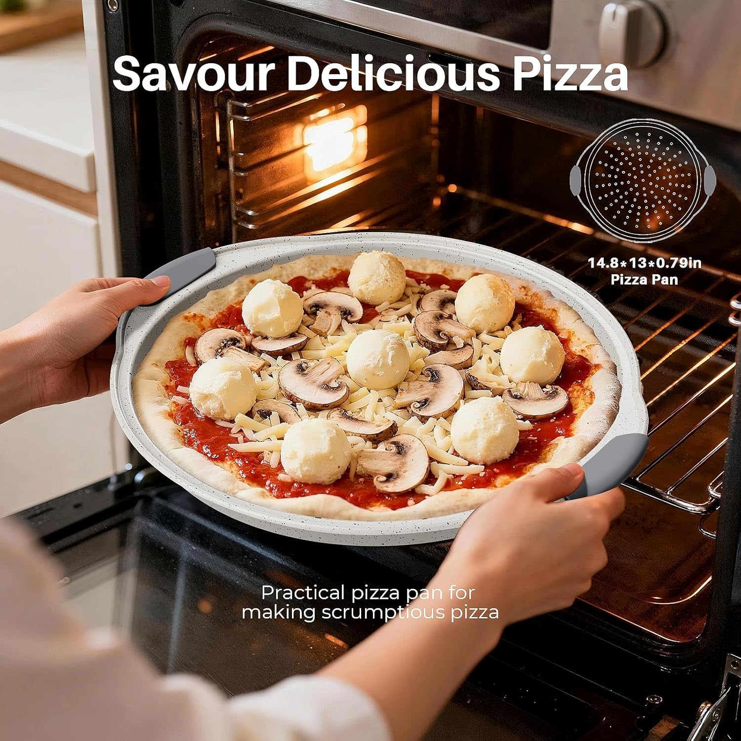 11-Piece Nonstick Baking Pans Set, Stackable Non Toxic Bakeware Sets with Cookie Sheets, Cake Pan, Loaf Pan, Pizza Pan, Muffin Pan, White&Gray - Image 5