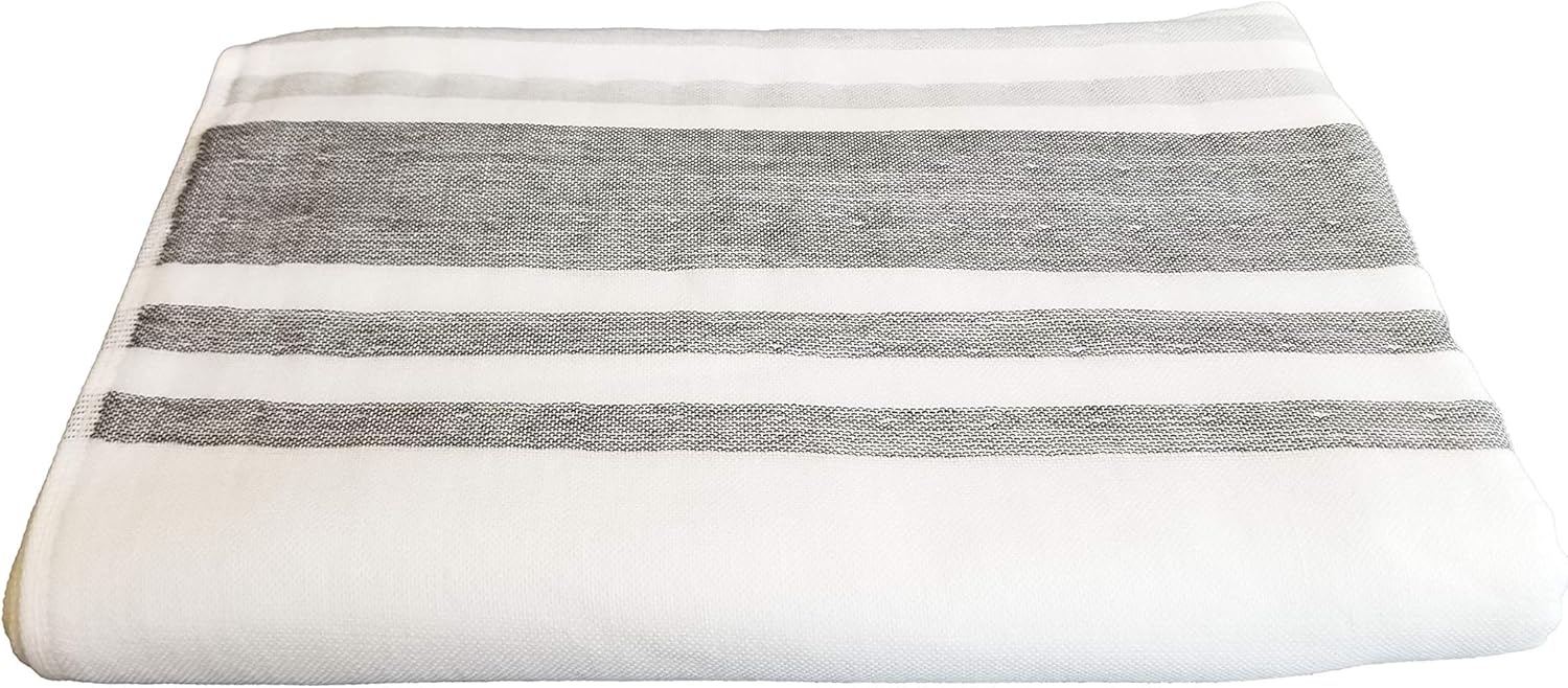 IPPINKA Senshu Japanese Towel, Ultra Soft, Quick-Drying, Two-Tone End Stripes, Grey (Bath Towel)
