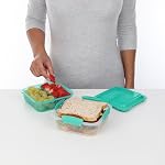 Sistema to GO Lunch Stack Square Lunch Box | 1.24 L Food Container with Bento-Style Compartments | BPA-Free | Colour May Vary
