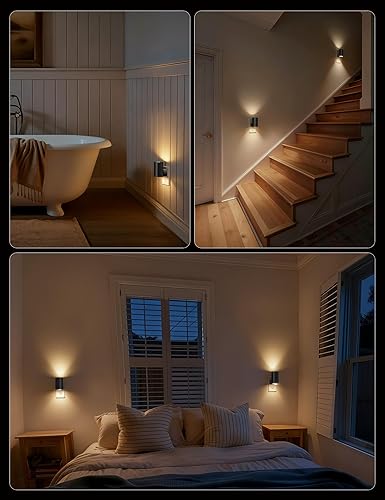 Miniatura 6 de Brightown Paquete de 2 luces nocturnas enchufables a la pared, luz nocturna moderna con enchufe giratorio, sensor de atardecer a amanecer, luz