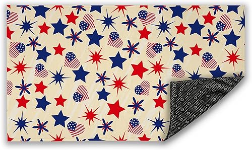 Tapete de bienvenida del Día de la Independencia Americana, 4 de julio, tapete decorativo antideslizante y duradero para entrada del hogar, entrada