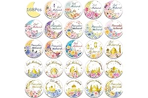 168 PCS Eid Mubarak Stickers, Ramadan Stickers Decoration