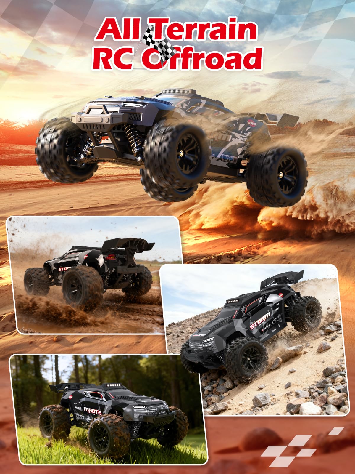 Kiztoys Voiture Télécommandée 1:18 4WD 40 km/h RC Tout Terrain | 2,4 GHz, Avec Lumières, Grande Autonomie, Réaction Rapide, Buggy Radiocommandée, Jouet Cadeau pour Enfant Adulte, 8+