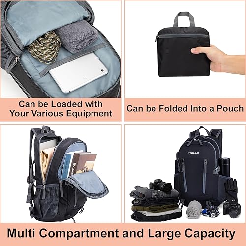 Miniatura 3 de TOMULE Mochila pequeña de senderismo de 25 L, mochila de viaje, resistente al agua, mochila de camping para mujeres y hombres