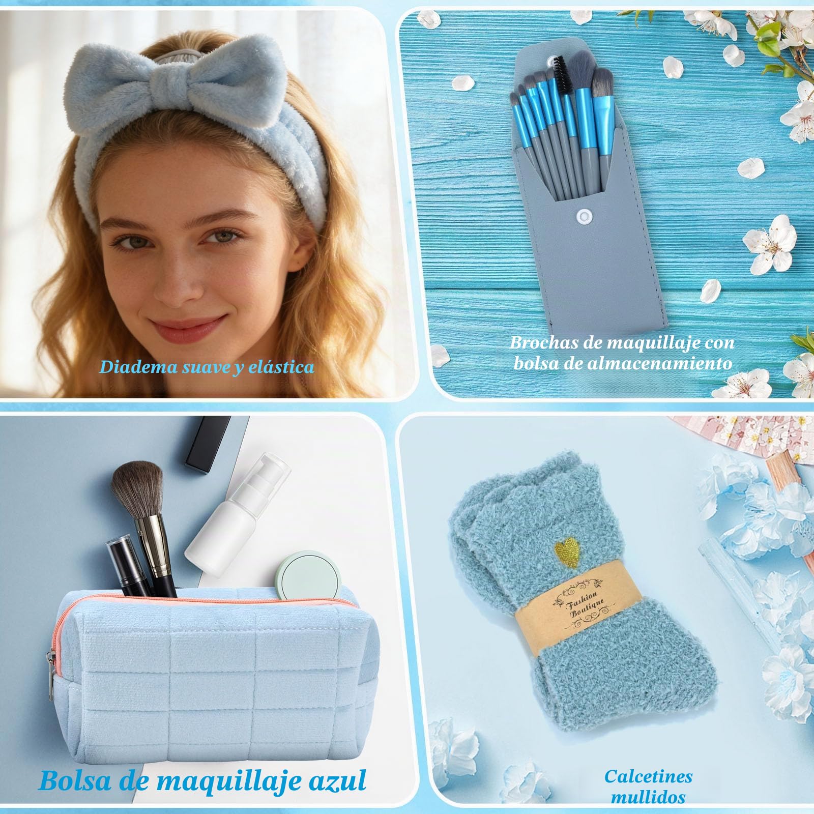 Regalos para niñas de 9 10 11 12 13 14 15 años, Regalo de cumpleaños o San Valentín, Set de regalo femenino con neceser, brochas de maquillaje y collar