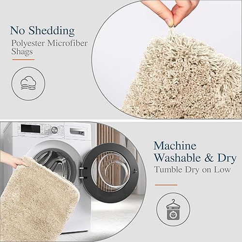 Miniatura 4 de Walensee - Tapete de baño antideslizante, absorbente, suave, de microfibra, peludo, lavable a máquina, afelpado y grueso para ducha (16 x 24