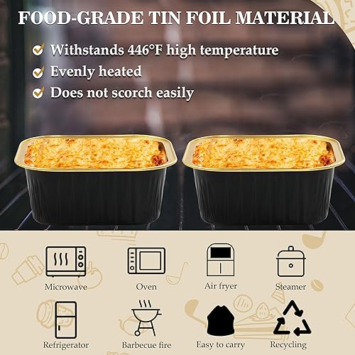 Miniatura 4 de Mini moldes para pasteles con tapas, 30 moldes cuadrados de aluminio de 5 onzas con tapas, tazas desechables de papel de aluminio para cupcakes,