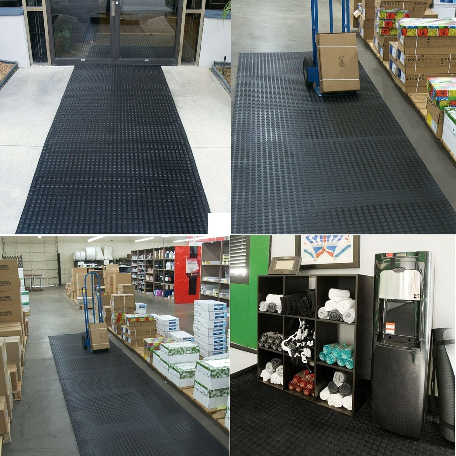 Alfombrilla de goma granulada por metros, alfombra de protección con puntos planos, antideslizante, alfombra de goma para fábrica, garaje, banco de trabajo | Grosor: 3 mm | Negro (300 x 100 cm)