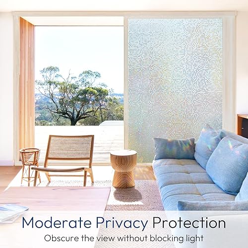 Miniatura 3 de rabbitgoo Película de privacidad para ventana, película de privacidad para ventana, mosaico, adherencia estática, extraíble, vinilo decorativo para