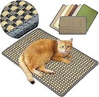 Vista 7 de Tapete rascador para gatos, rascador de sisal de 23.6 x 15.7 pulgadas para gatos de interior con velcro, se adhiere al suelo y pared, alfombrilla