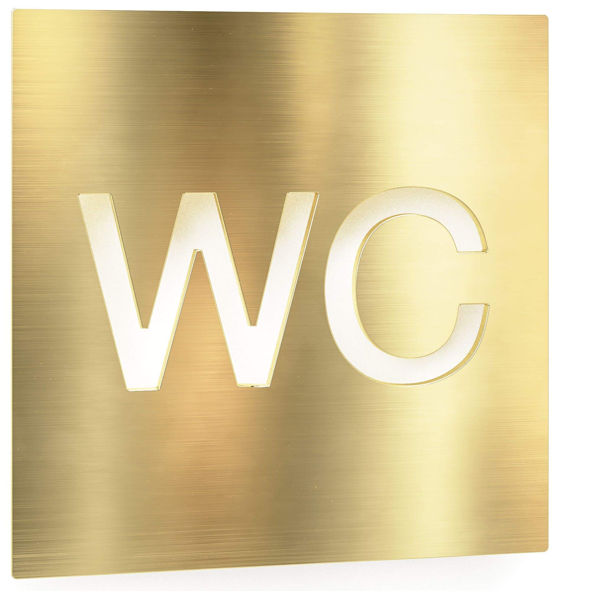 Messing WC-Schild - selbstklebend & matt gebürstet - Design Toiletten-Schild W-01-M