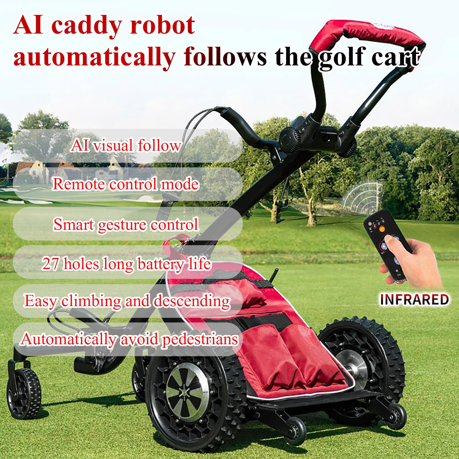 KEhtu Carrello da Golf, Robot Caddy Intelligente, Carrello Elettrico Che Segue Automaticamente, Gesto Intelligente E Telecomando, Evita Automaticamente I Pedoni